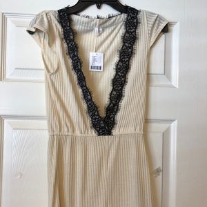 Cream and black lace romper
